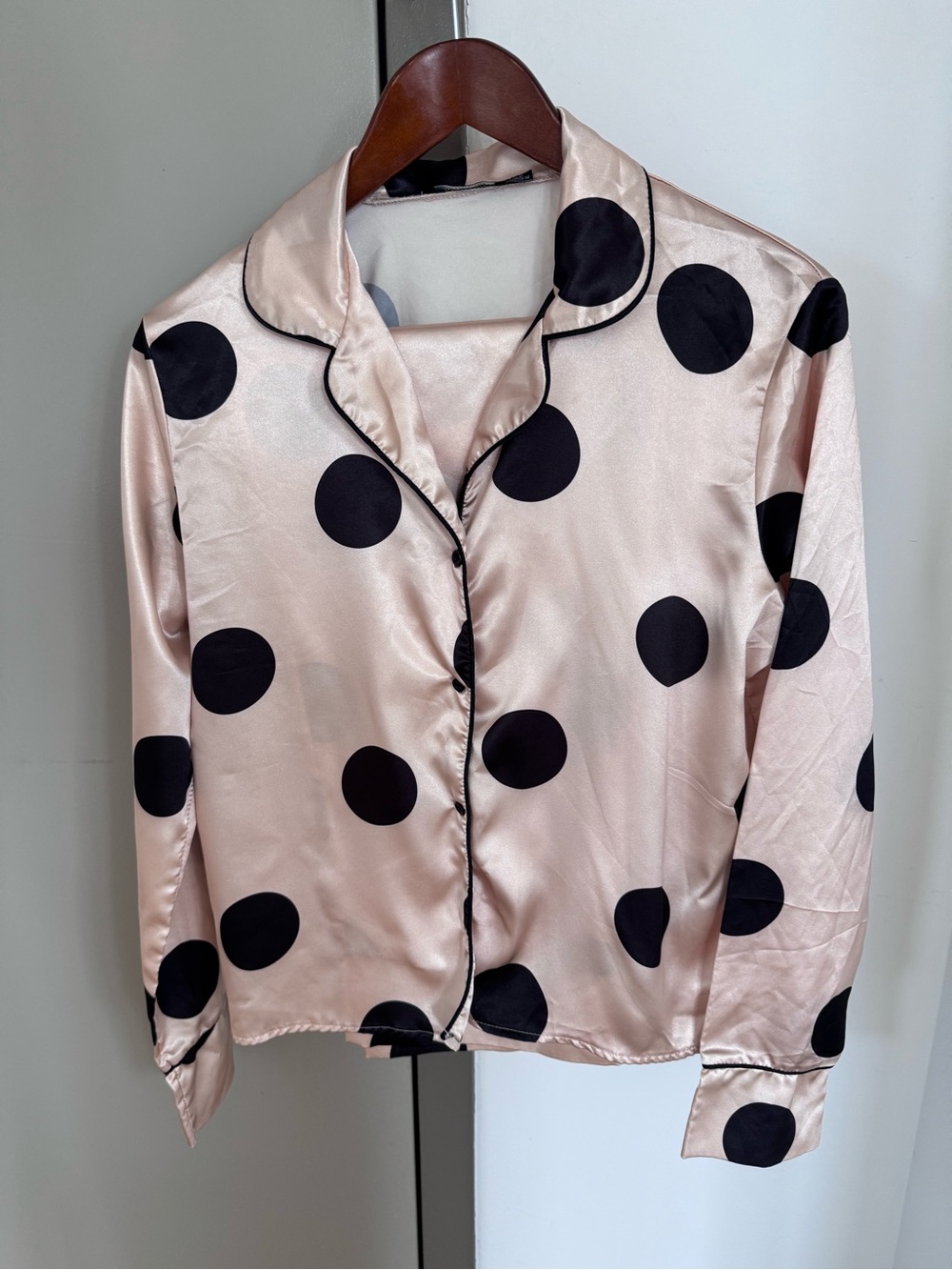 Nasty Gal Blush and Black Polka Dot PJ Set